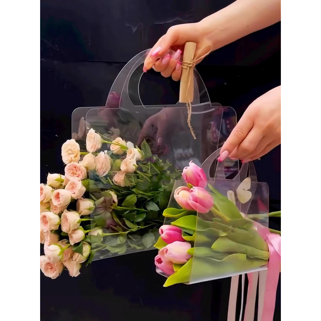 Giỏ đựng hoa trong suốt cầm tay