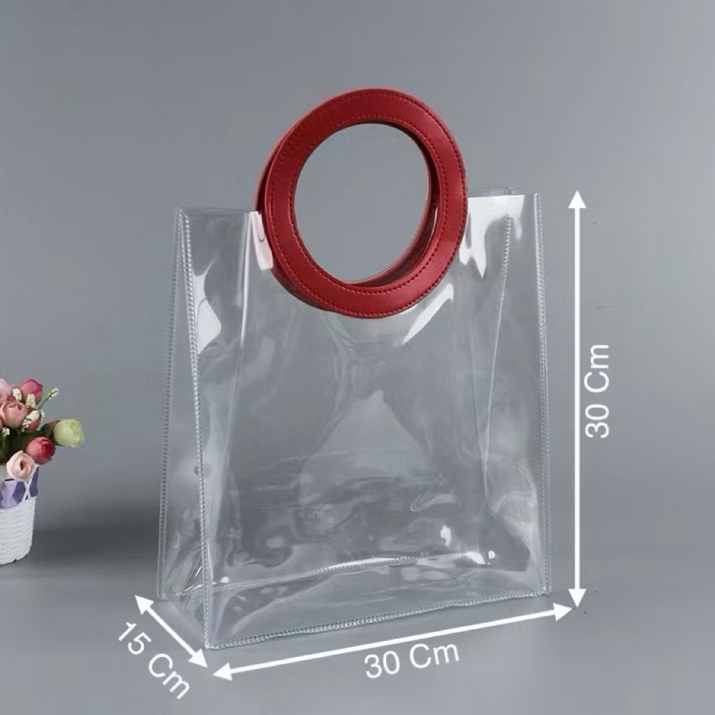 Túi quai da tote trong suốt tay cầm tròn