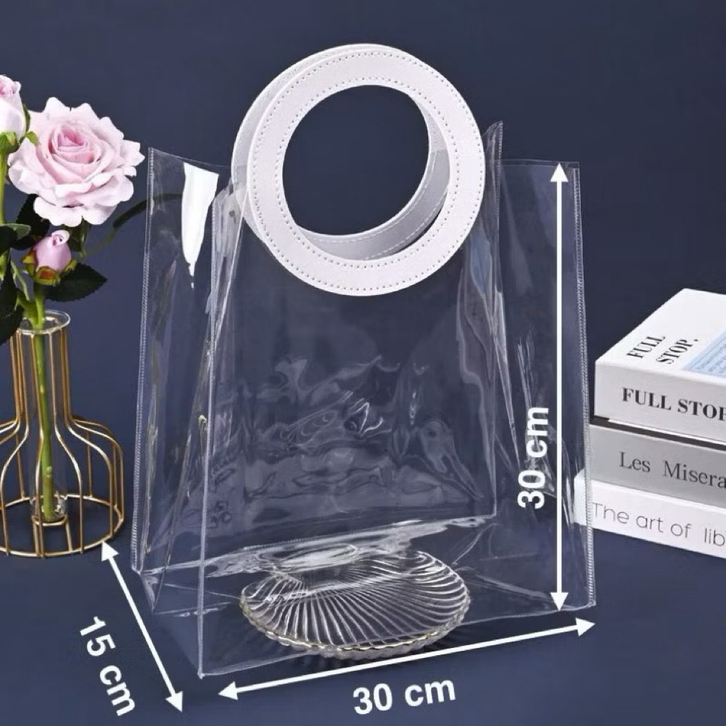 Túi nhựa PVC quai da hình vuông