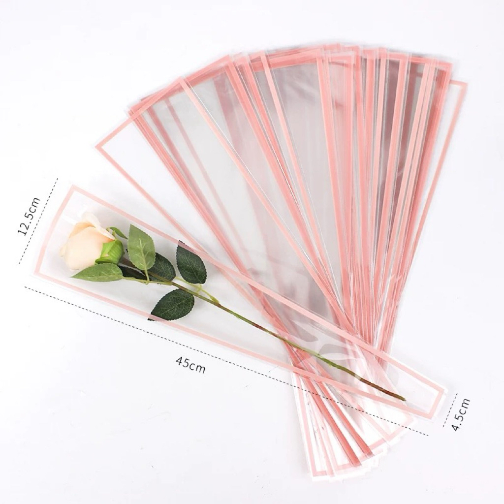 Túi bóng kính dựng 1 bông hoa viền đủ màu