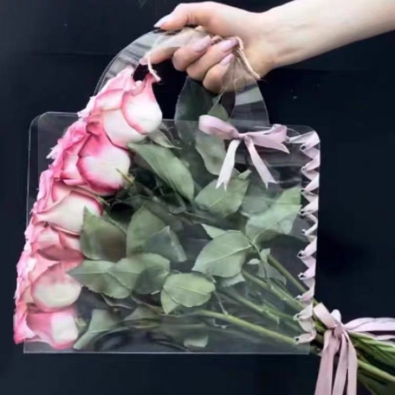 Giỏ đựng hoa trong suốt cầm tay