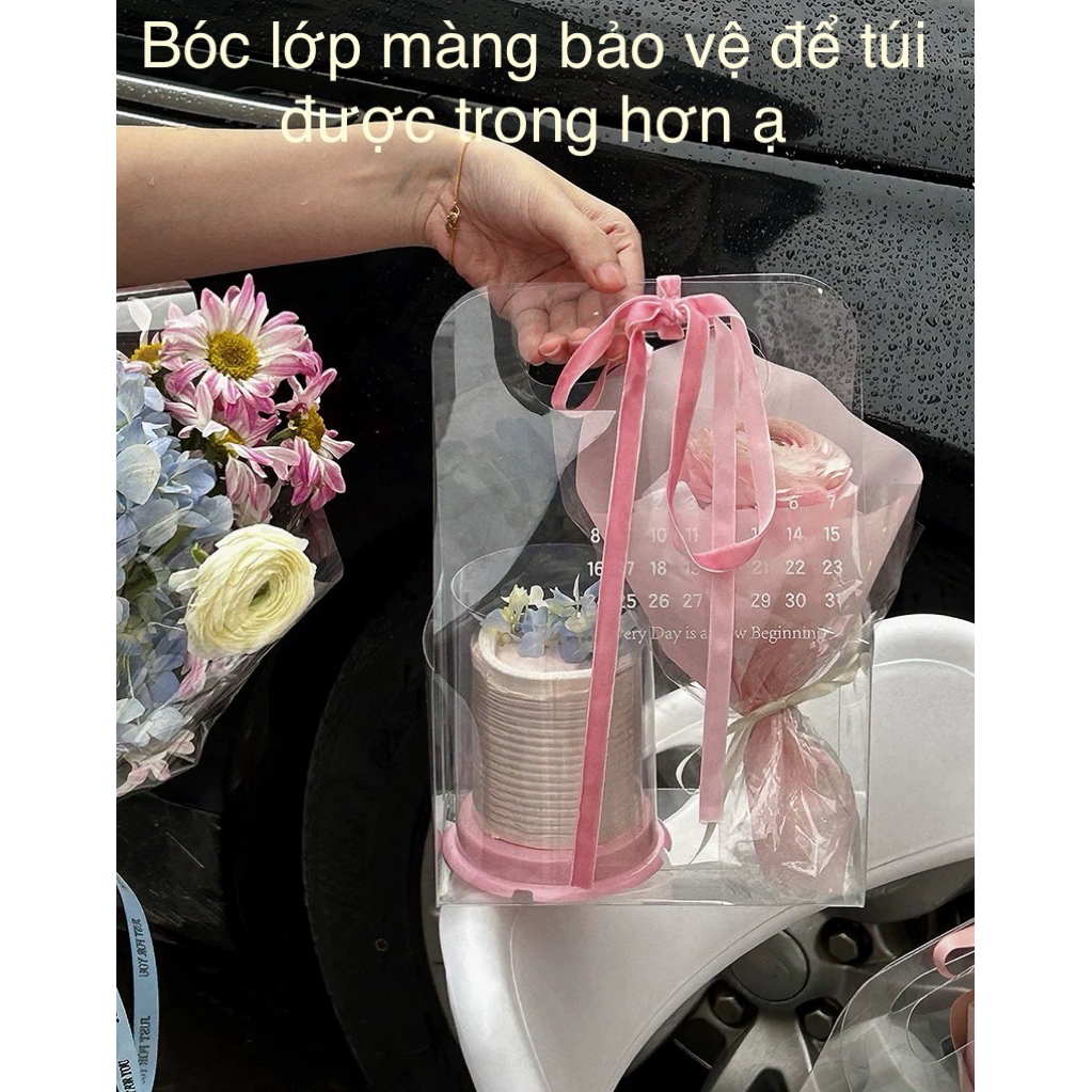 Túi in lịch mica xách hoa